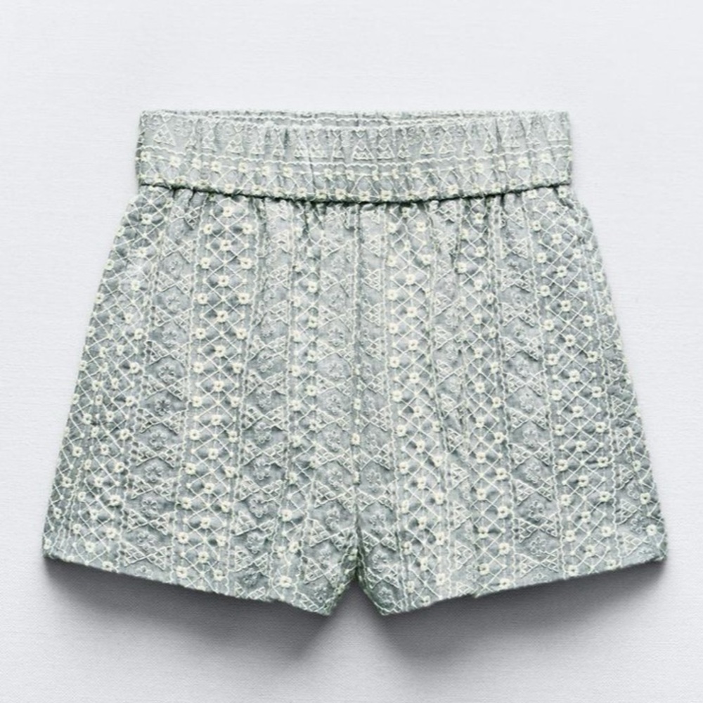 Zara Embroidered Eyelet Shorts